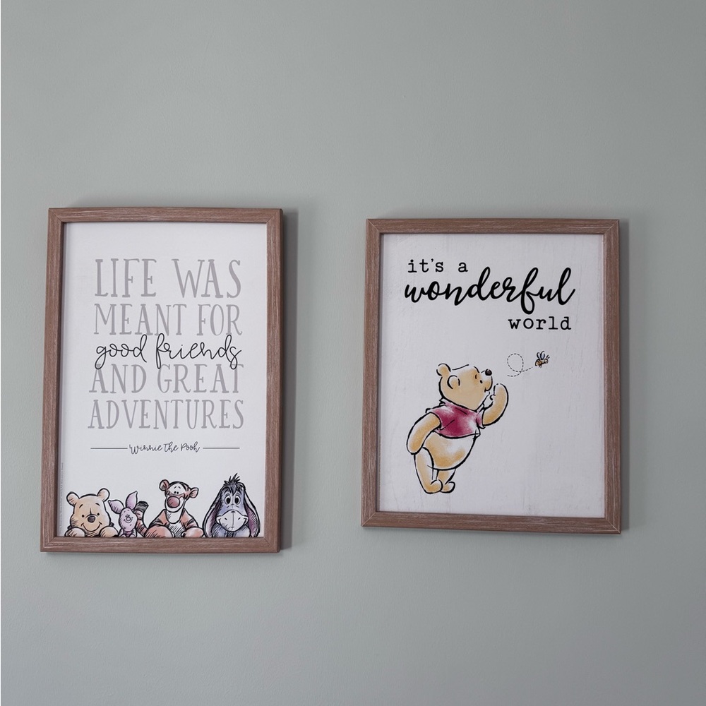 Winnie the Pooh Framed Wall Art Set - White and Brown